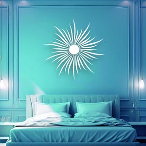 Laser Cut Wood Sun Wall Art: Boho Decor, Modern Living Room