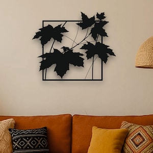 Blatt Holz Wandkunst - Ahornblatt Wandkunst - Hölzerne Botanische Tafel - Moderne Natur Wanddekoration für Wohnzimmer - Herbst Blatt Holzschild