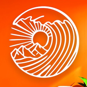 Wooden sun wall decor, Sunshine WoodSign, Sun wall art, Abstract sun design, Modern sun design, Sea Wave wall arts, Mountain Decoration
