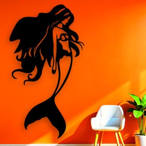 Mermaid Silhouette Wooden Wall Art: Coastal Nursery Decor