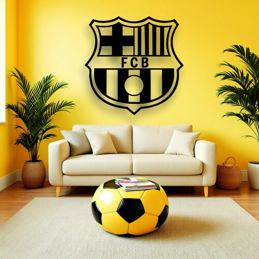 Wooden Wall Decor With Barcelona FC Logo, FCB Fan Gift, Football Modern ...
