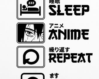 Eat Sleep Watch Anime Repeat SVG Bundle | Funny Otaku Japanese Style Cut File | Ramen Manga SVG for Cricut Silhouette