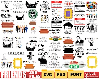 Friends TV Show SVG Pack with 250 Digital Files for Cricut and Silhouette – Funny Quotes, Icons, Cliparts, PNGs and Fonts Pack