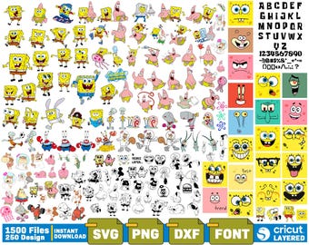 Funny Cartoon Sea Sponge SVG File for Kids Party Decorations, Cute Ocean Character Clipart for Cricut Silhouette Projects