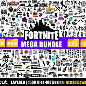 Von Schlacht Royale inspiriertes SVG-Bundle für Gamer - Videospiel-Stil Clipart für Cricut, digitaler Download PNG DXF Schnittdatei