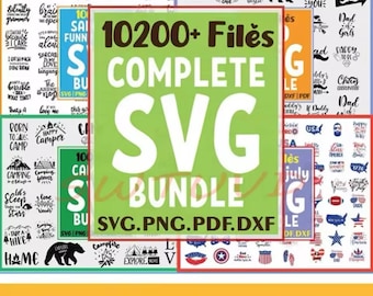 Lot de 10 200 SVG pour Cricut et Silhouette, fichiers de coupe méga SVG pour les artisans, des cliparts à usage commercial, téléchargement d'éléments de conception numérique"