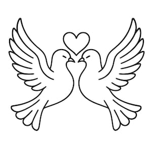 Motivo de boda PNG – Dos palomas | Plantilla de corte láser | Diseño decorativo romántico