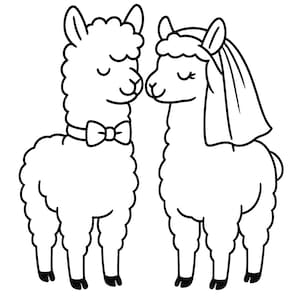 Linda alpaca para boda PNG – Novios – Descarga digital para proyectos de bricolaje, invitaciones y más