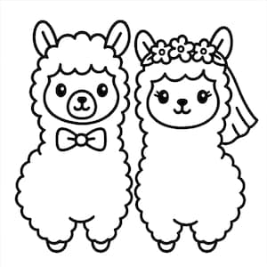 Linda boda de alpaca V2 PNG – Novios – Descarga digital para proyectos de bricolaje, invitaciones y más
