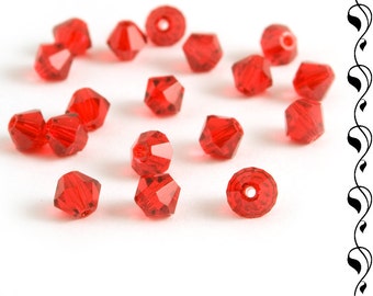 M.C. beads bicones 4 mm or 5 mm red