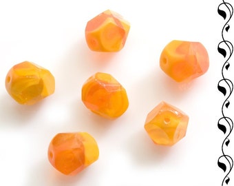 Tschechische Glasschliffperlen 10x9 mm orange 4 St