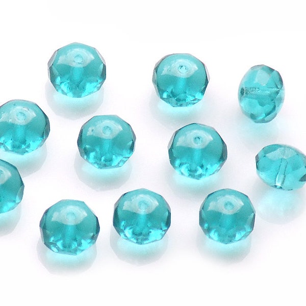 10 pièce, perles, 8x6 mm, aigue-marine