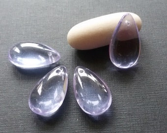 Czech Glass Drops/Pendants 17x10 mm Lilac Transparent 6 pcs