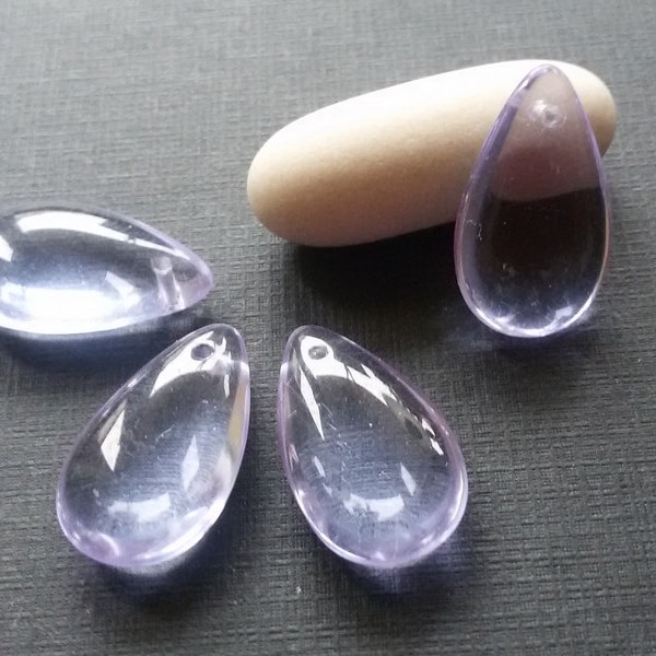 Czech Glass Drops/Pendants 17x10 mm Lilac Transparent 6 pcs