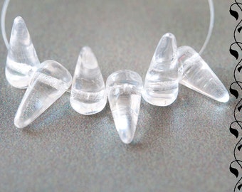 Czech Glass Spike Beads 5x10 mm Crystal 20 pcs