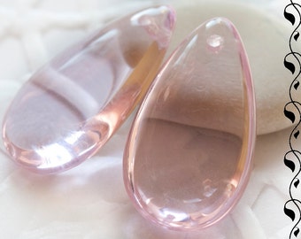 Czech Glass Drops/Pendants 17x10 mm Pink Transparent 6 pcs