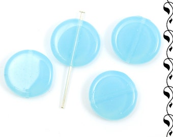 Tsjechisch glas munten 12 mm licht blauw 10 stuks