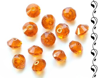 Böhmische Glasperlen doppelkegel 6x9 mm orange 10 St