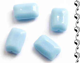 Czech Glass Rectangle Beads 12x8 mm Light Blue 10 pcs