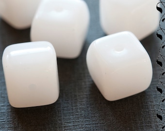 Czech Glass Cubes 5 mm or 7 mm White