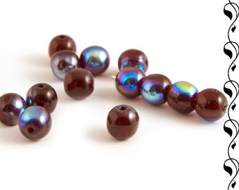 Czech Round Glass Beads 6 mm Garnet Red AB 20 pcs