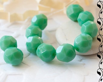 Fire Polished Beads 6 mm Green Turquoise 20 pcs