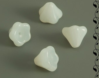 Czech Glass Flowers 10x9 mm White 10 pcs