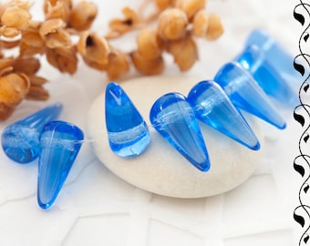 Czech Glass Spike Beads 5x10 mm Blue 20 pcs