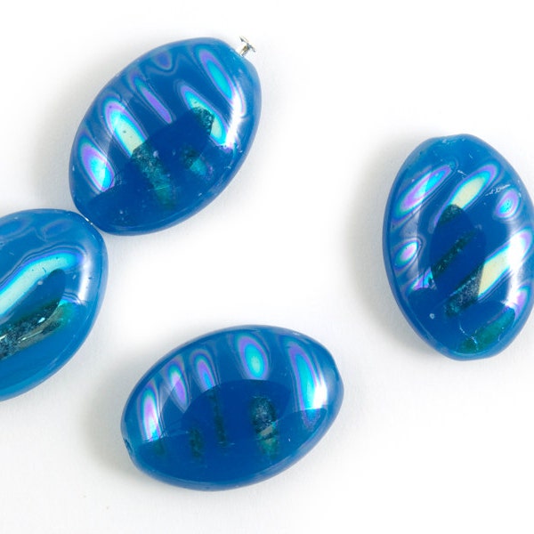 Czech Glass Oval Beads Dark Blue 2 sizes