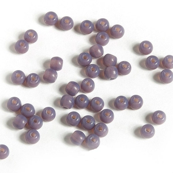 100 Tschechische Glasperlen 3 mm violett opal