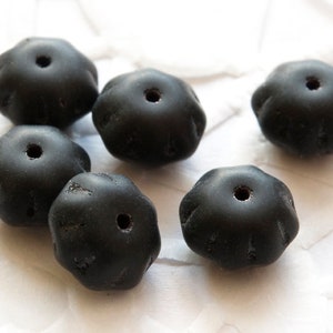 Pressed Czech Beads Donuts 5x8 mm Black Mat 10 pcs image 1