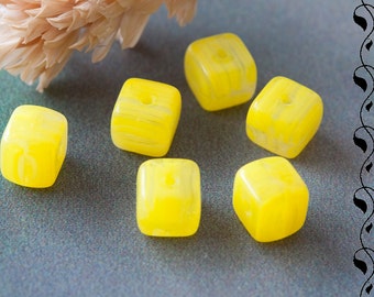 Tchèque en verre Porphyr Cubes 5 mm jaune 20 pcs