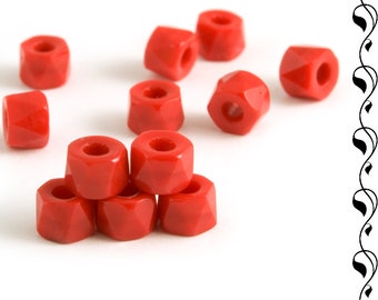 Feu poli rouleau perles 6mm 20 PCS rouge