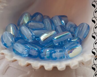 30 Czech Glass Beads 6x3mm Light Blue/Light Sapphire AB