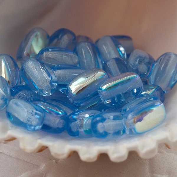 30 Czech Glass Beads 6x3mm Light Blue/Light Sapphire AB