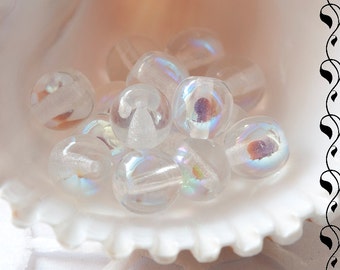 Czech Round Glass Beads 6 mm Transparent AB 20 pcs