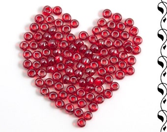 8/0 Czech Glass Seed Beads Preciosa (20g) Luster Red