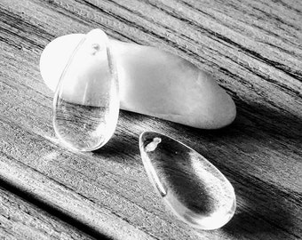 Czech Glass Drops/Pendants 21x11 mm Transparent/Crystal 4 pcs