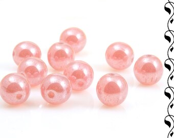 Czech Round Glass Beads 7 mm Luster Pink 10 pcs