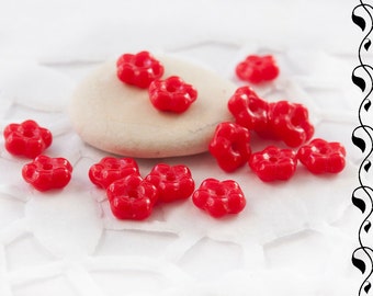 Czech Glass Tiny Flower Beads 5 mm Red 200 pcs