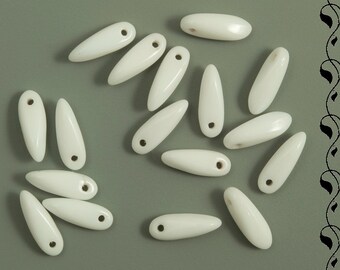 Czech Glass Tears 10x3 mm White 40 pcs