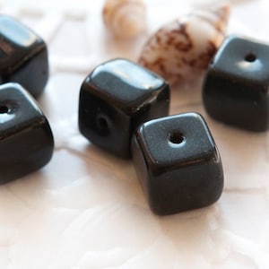 Czech Glass Cubes 5 mm or 7 mm Black