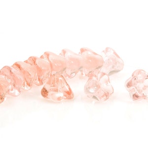 10 Czech Glass Flowers 6x9mm Pink Transparent image 2