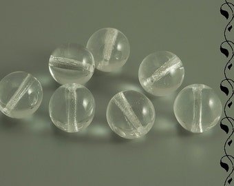 Pressed Round Transparent Ball Beads 12 mm Clear Glass 6 pcs