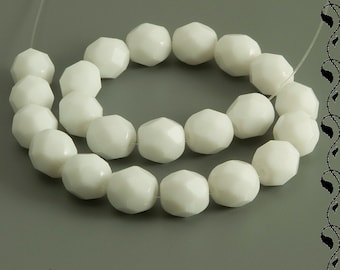 Czech Fire Polished Beads 6 mm White 20 pcs