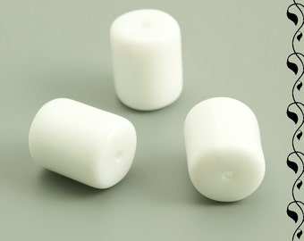 Czech Glass Tubes 13 x 11 mm White 4 Pcs.