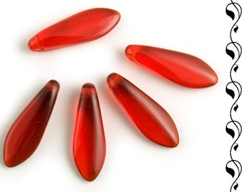 Poignards en verre tchèques 15x5 mm Rouge 20 pcs