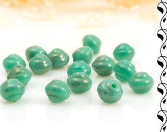 Tsjechisch glas slakken 5 mm Turquoise Gemarmerde Gold 20 stuks