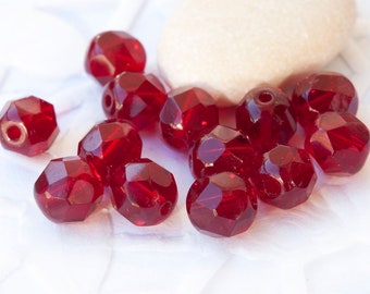 Fire Polished Round Beads 6 mm Garnet Red 20 pcs.