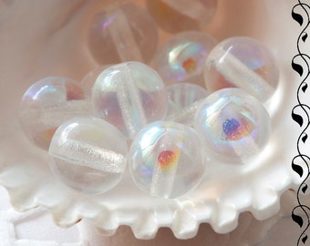 Czech Round Glass Beads 8 mm Transparent AB 10 pcs